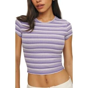 Reformation Lavender and White Striped Crop Top